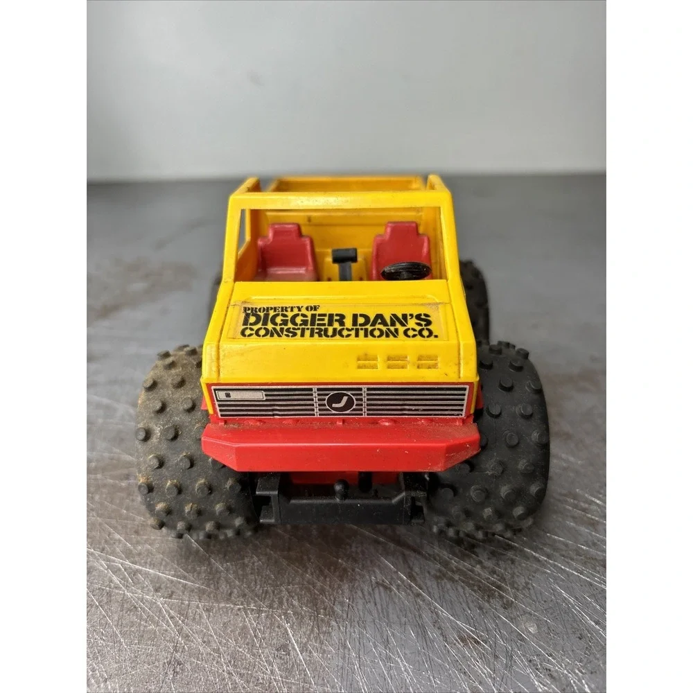 Vintage JOUSTRA Made in France Tractor  Digger Dans‎ Red Yellow Goodyear Tire
